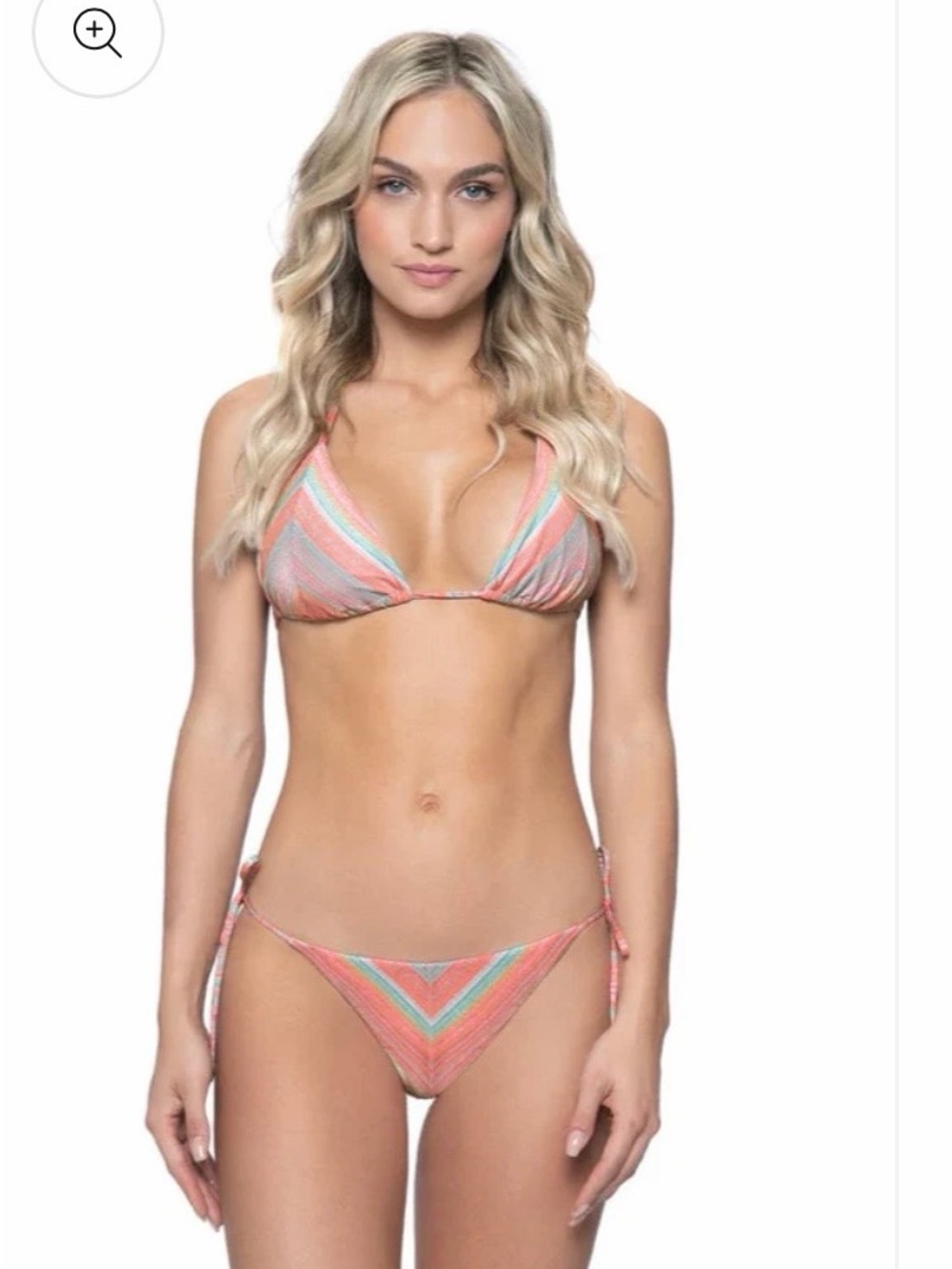 New PQ Swim Newport Striped Triangle Bikini Set. Top L Bottoms M